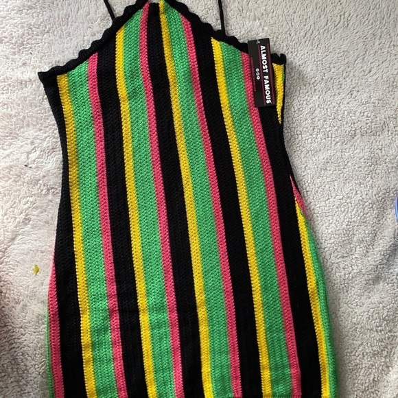NWT-Almost Famous Juniors' Almost Striped Halter Mini Dress, Size: XL - Picture 3 of 11
